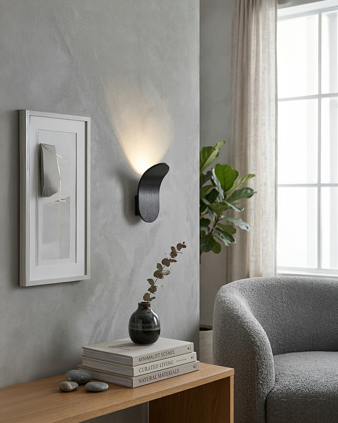Gebogen Wandlamp Modern Minimalistisch Design Geborstelde Afwerking Diffuus Licht Decoratieve Wandverlichting voor Gang Slaapkamer Woonkamer | Sansoti