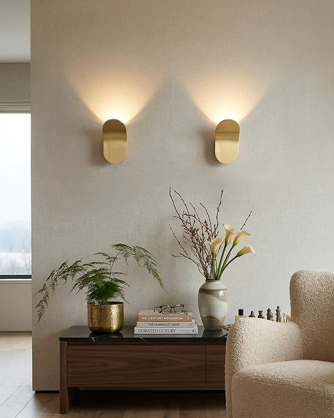 Gebogen Wandlamp Modern Minimalistisch Design Geborstelde Afwerking Diffuus Licht Decoratieve Wandverlichting voor Gang Slaapkamer Woonkamer | Sansoti