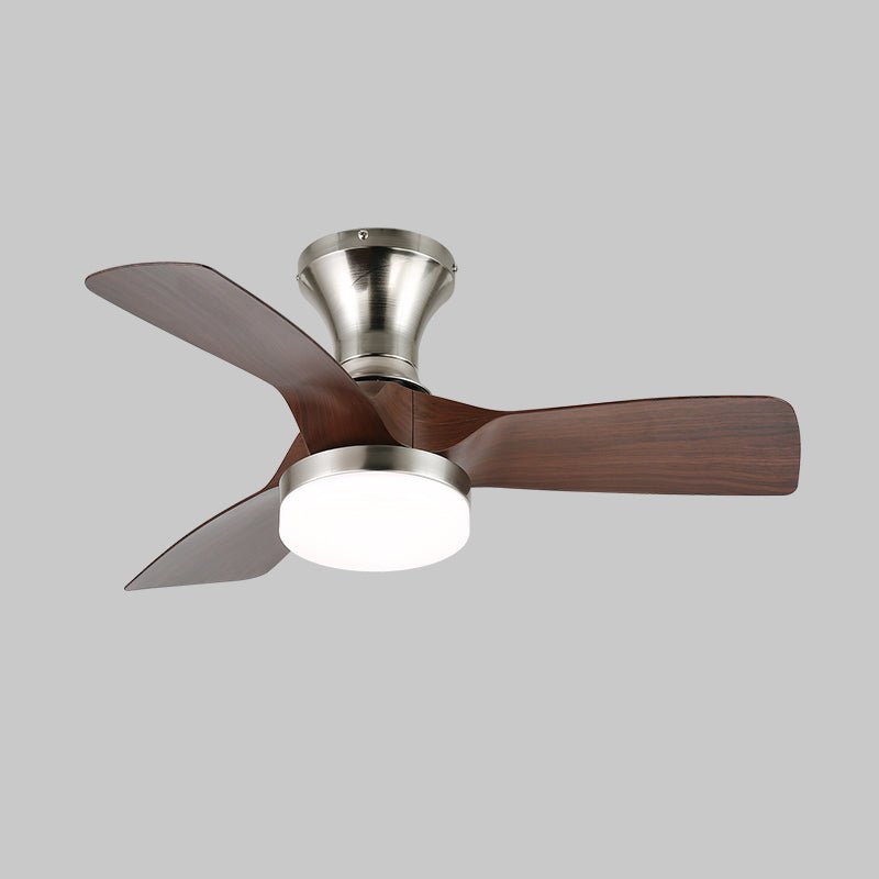 Moderne plafondventilator met verlichting en afstandsbediening zilver houtnerf 70cm | Sansoti