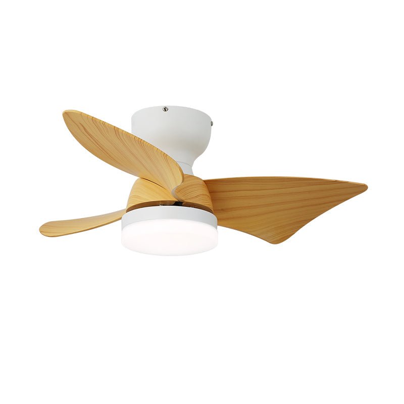 Moderne plafondventilator met verlichting en afstandsbediening zilver houtnerf 70cm | Sansoti