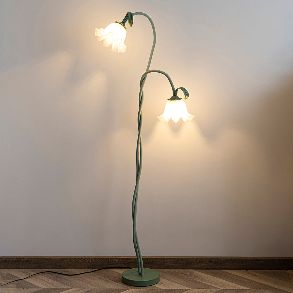 Stehleuchte Blume Design Grün Weiß Metall 170cm 2-3 Flammen LED Stimmungslicht Wohnzimmer Schlafzimmer | Restfield