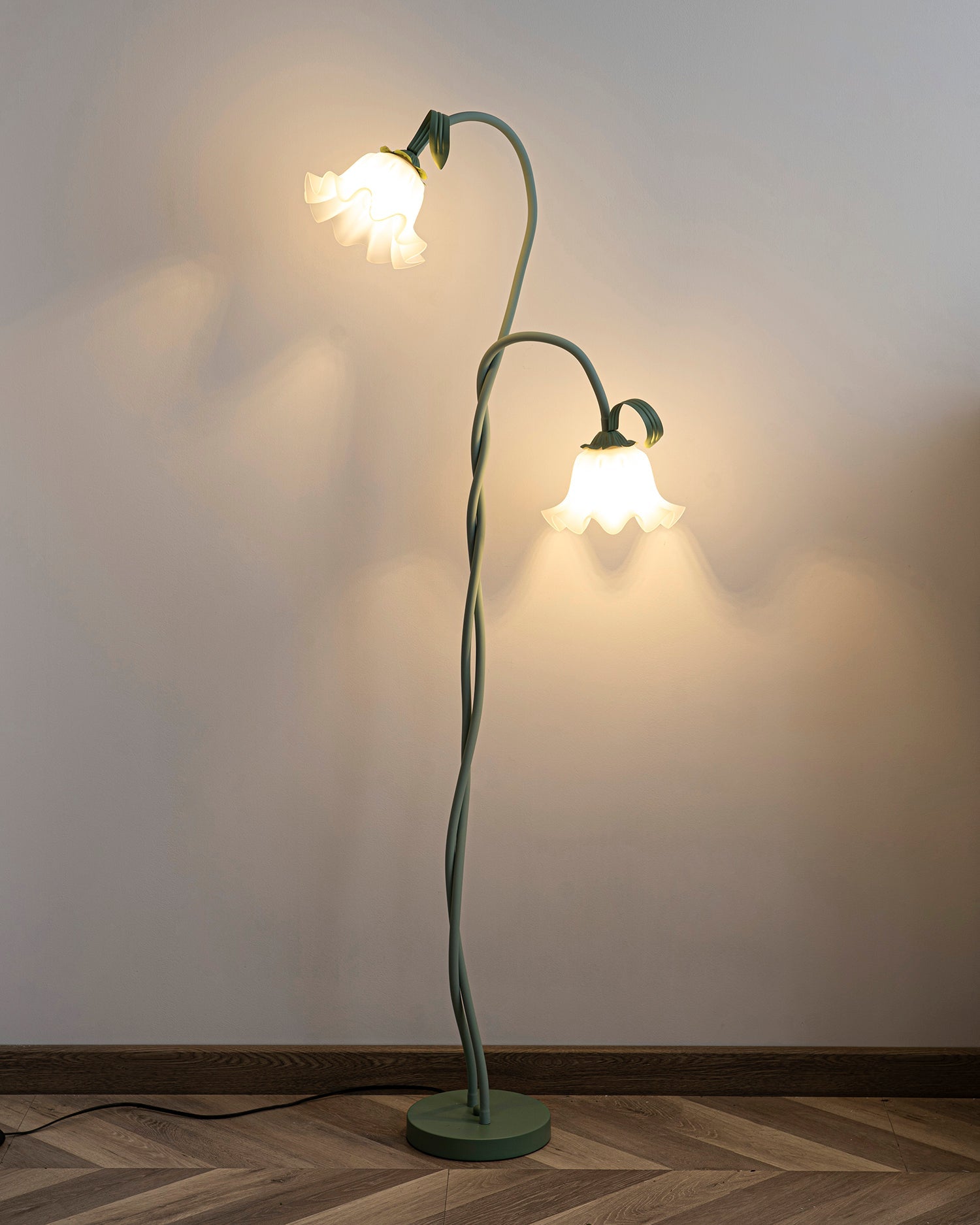 Stehleuchte Blume Design Grün Weiß Metall 170cm 2-3 Flammen LED Stimmungslicht Wohnzimmer Schlafzimmer | Restfield