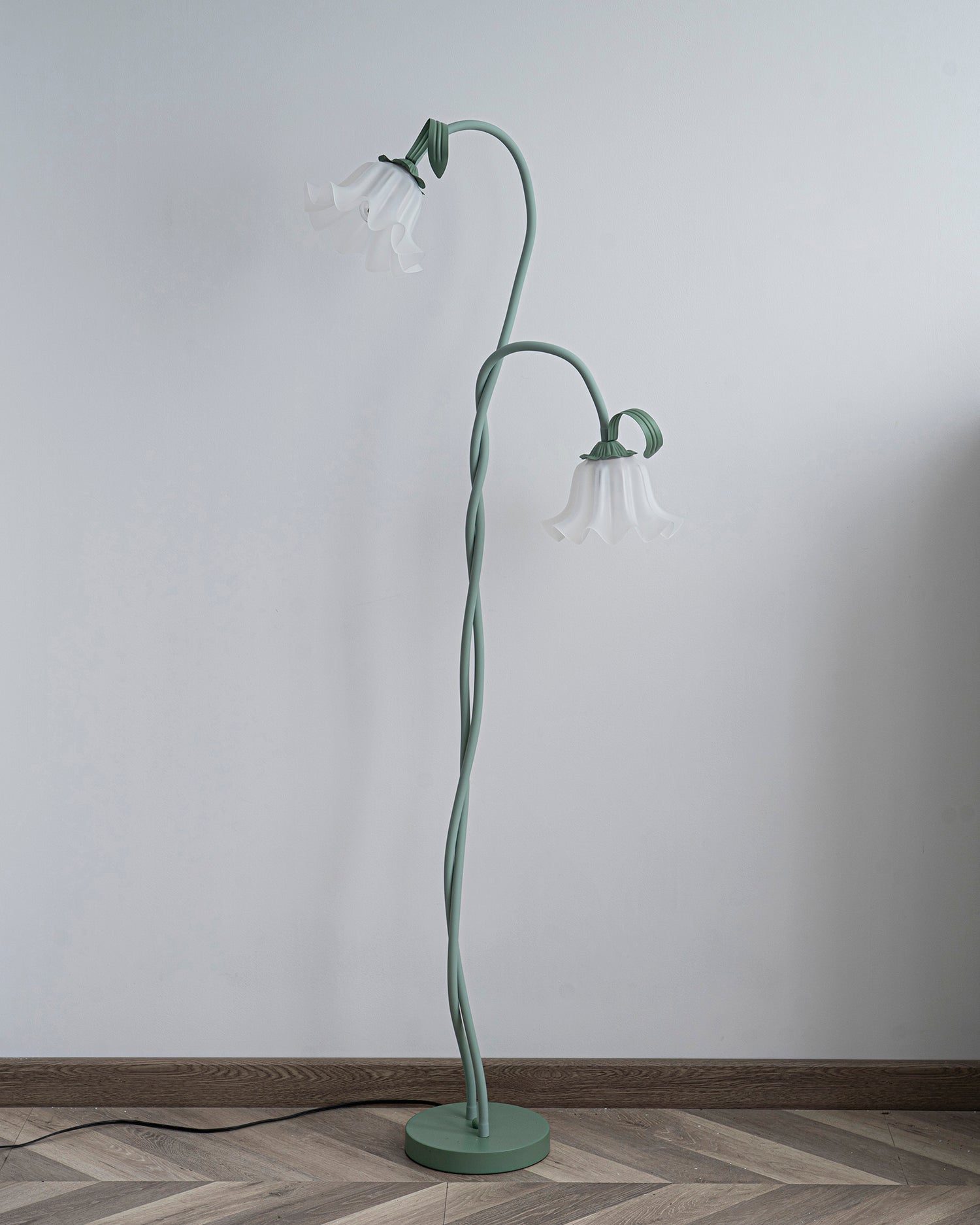 Stehleuchte Blume Design Grün Weiß Metall 170cm 2-3 Flammen LED Stimmungslicht Wohnzimmer Schlafzimmer | Restfield