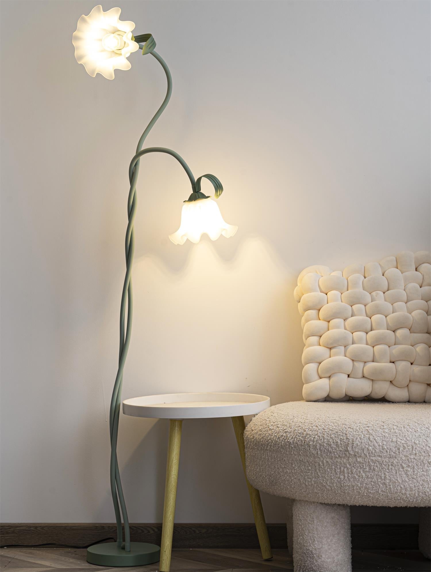 Stehleuchte Blume Design Grün Weiß Metall 170cm 2-3 Flammen LED Stimmungslicht Wohnzimmer Schlafzimmer | Restfield