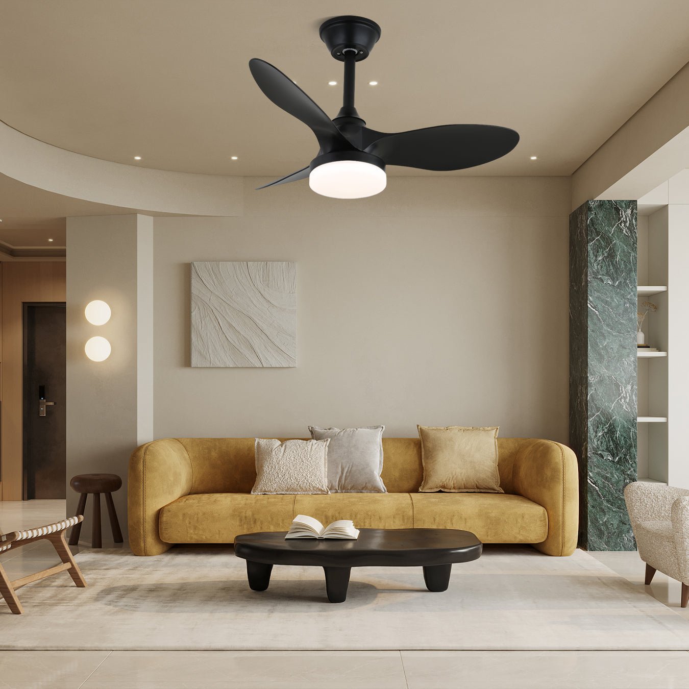 Ceiling Fan with Lighting – Modern Design Ø81 cm – 6 Speeds – Incl. Remote Control | Sansoti
