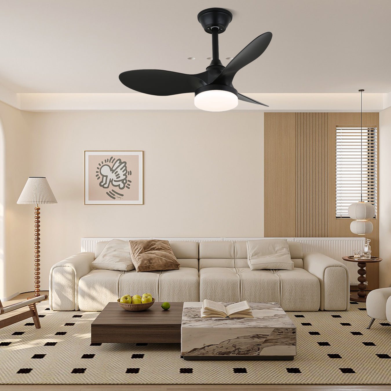 Ceiling Fan with Lighting – Modern Design Ø81 cm – 6 Speeds – Incl. Remote Control | Sansoti