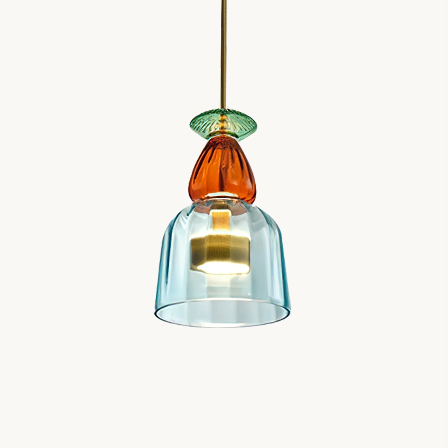 Glazen Hanglamp met Gekleurde Kap – Scandinavisch Verlichtingsdesign met Geïntegreerde LED – Macaron Jar Pendant Light | Sansoti