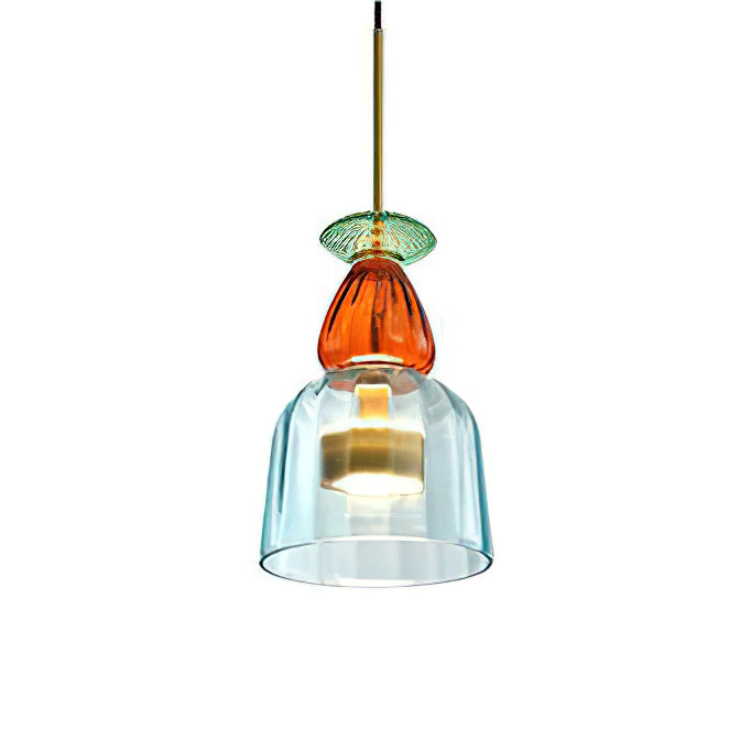 Glazen Hanglamp met Gekleurde Kap – Scandinavisch Verlichtingsdesign met Geïntegreerde LED – Macaron Jar Pendant Light | Sansoti