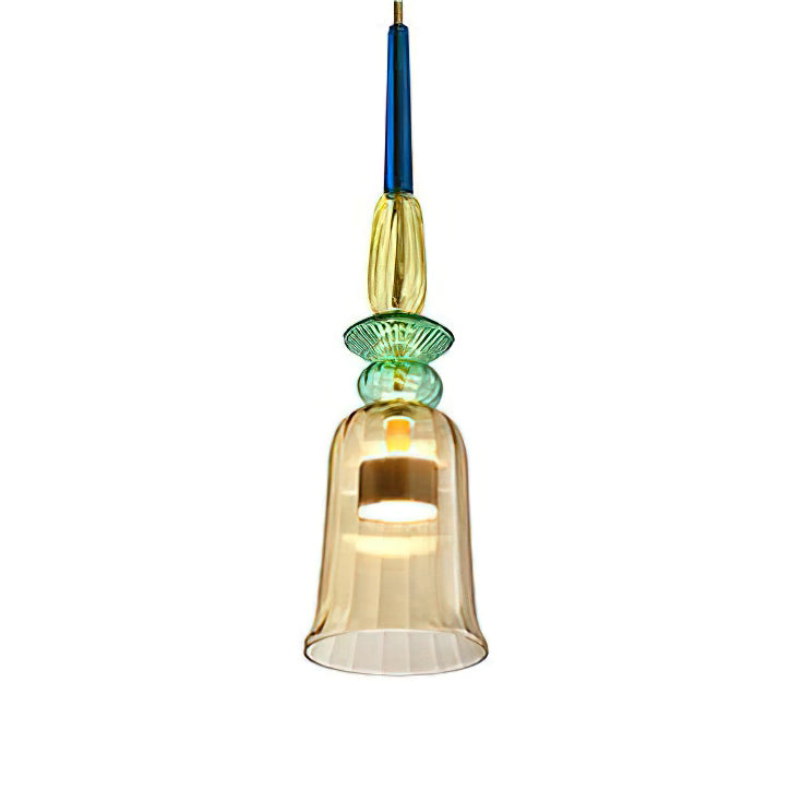 Glazen Hanglamp met Gekleurde Kap – Scandinavisch Verlichtingsdesign met Geïntegreerde LED – Macaron Jar Pendant Light | Sansoti