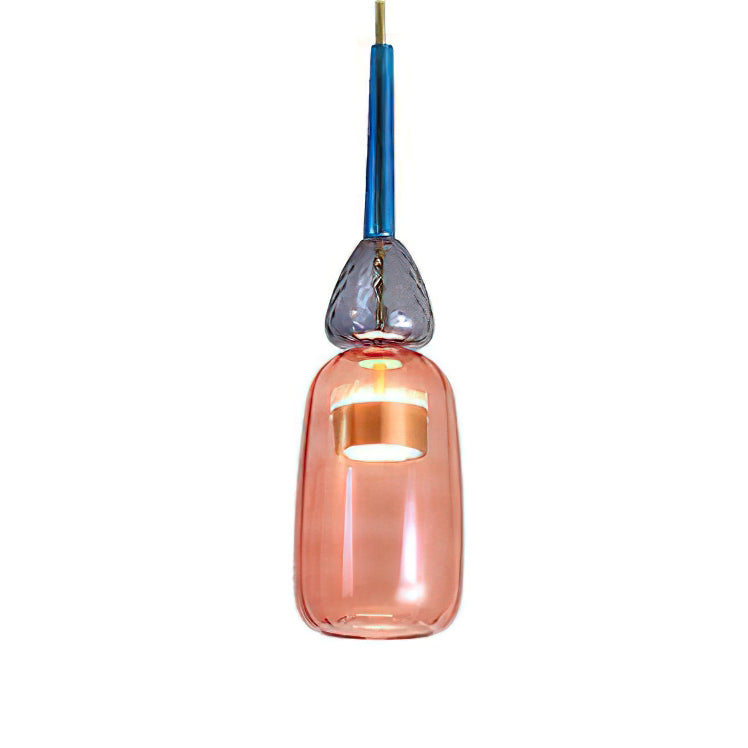 Glazen Hanglamp met Gekleurde Kap – Scandinavisch Verlichtingsdesign met Geïntegreerde LED – Macaron Jar Pendant Light | Sansoti