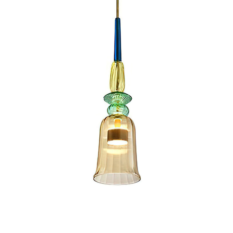 Glazen Hanglamp met Gekleurde Kap – Scandinavisch Verlichtingsdesign met Geïntegreerde LED – Macaron Jar Pendant Light | Sansoti