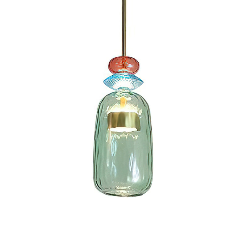 Glazen Hanglamp met Gekleurde Kap – Scandinavisch Verlichtingsdesign met Geïntegreerde LED – Macaron Jar Pendant Light | Sansoti