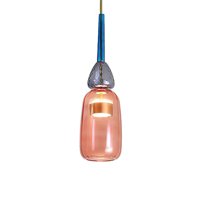 Glazen Hanglamp met Gekleurde Kap – Scandinavisch Verlichtingsdesign met Geïntegreerde LED – Macaron Jar Pendant Light | Sansoti