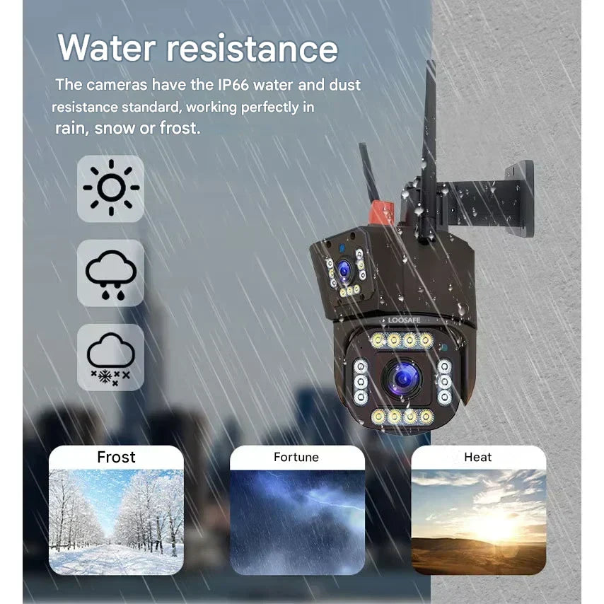 Caméra de surveillance 4K sans fil avec panneau solaire, rotation à 360°, vision nocturne et détection de mouvement, caméra extérieure | Sansoti