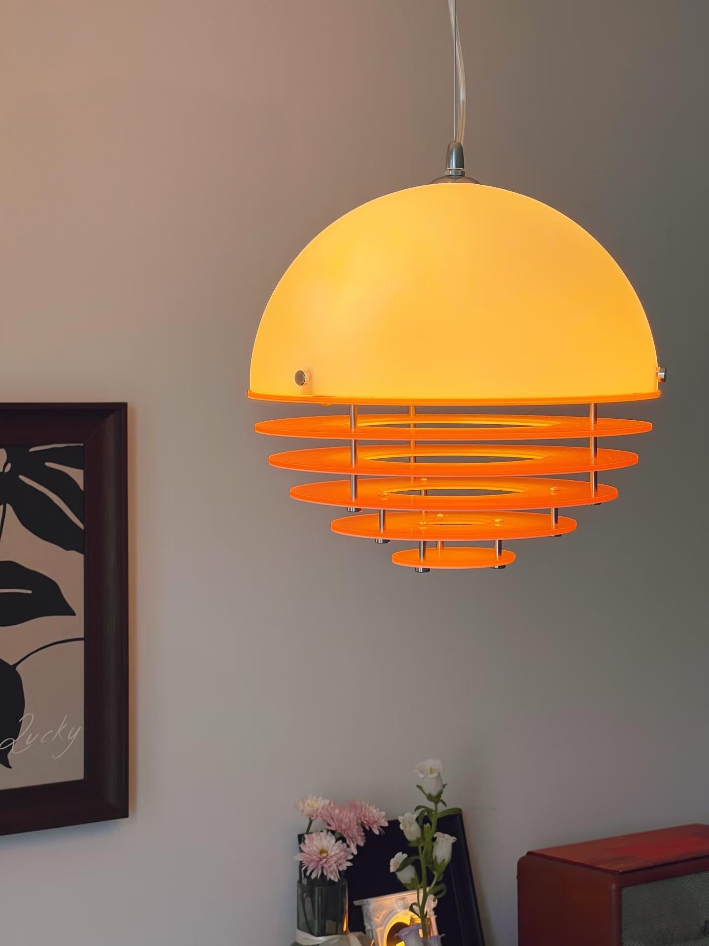 Stijlvolle Hanglamp Bauhaus Design Oranje-Wit Sfeerverlichting voor Moderne Interieurs | Sansoti