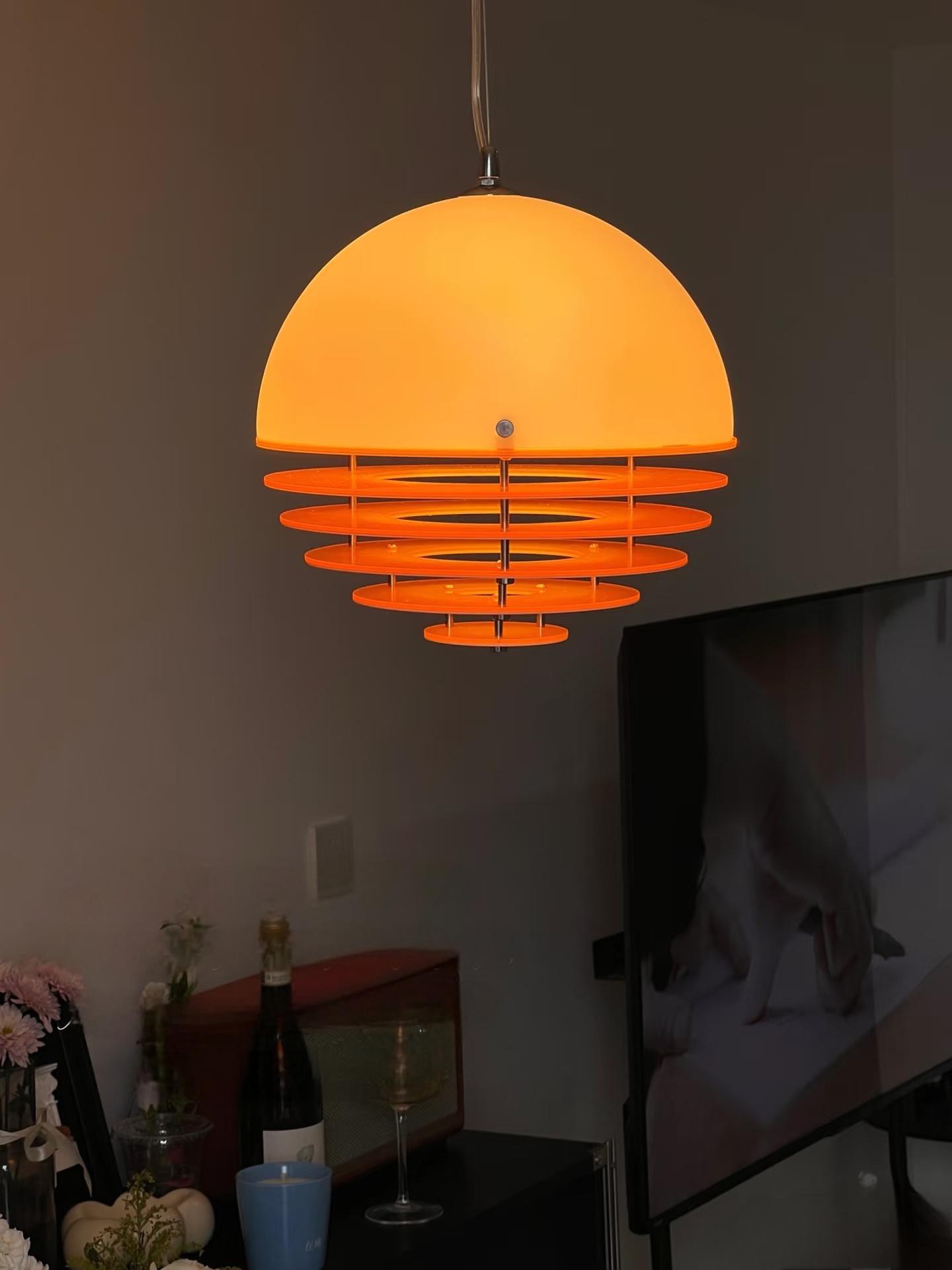 Stijlvolle Hanglamp Bauhaus Design Oranje-Wit Sfeerverlichting voor Moderne Interieurs | Sansoti