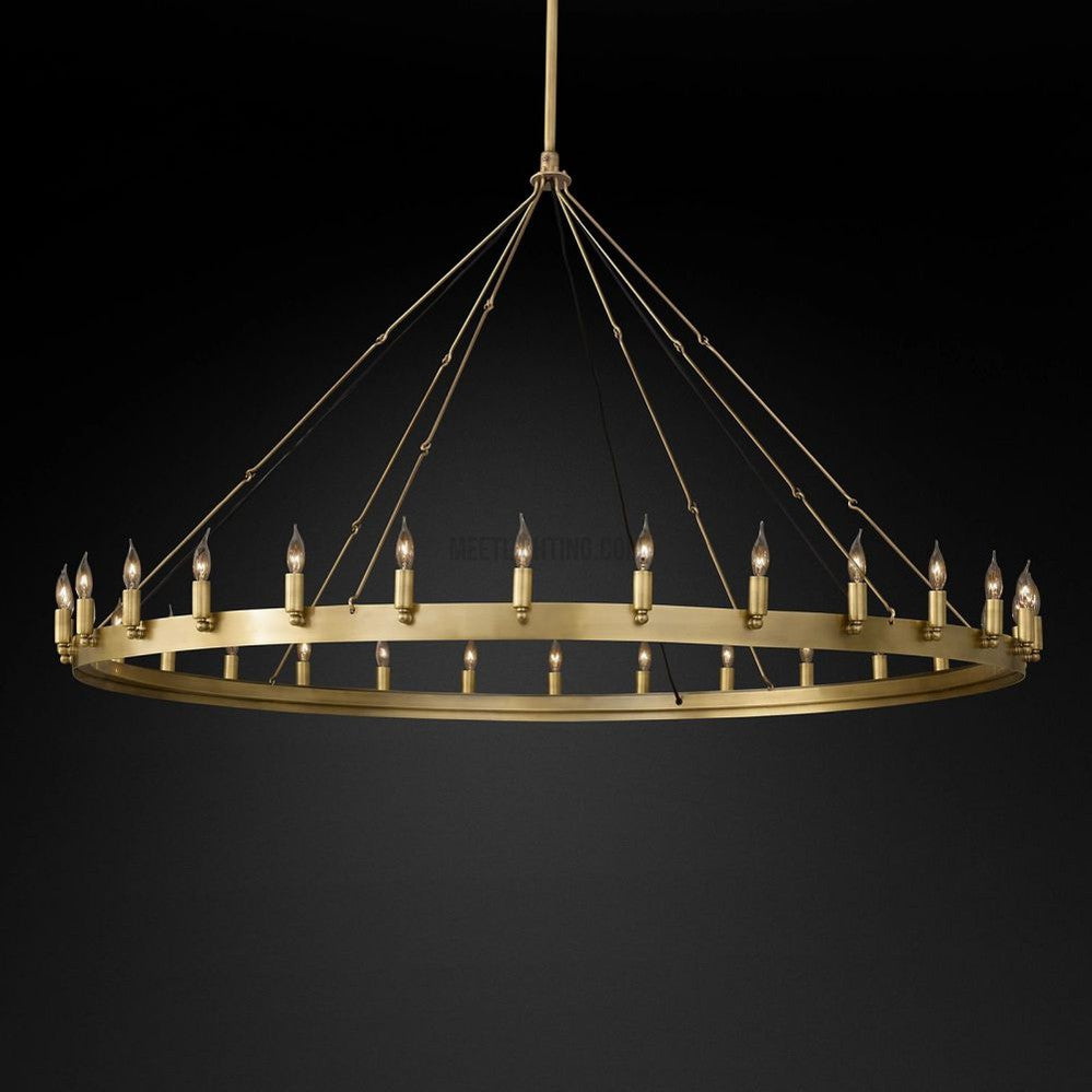Lustre rond à bougies, style vintage, en fer, 5 tailles, pour salle à manger, salon et entrée, fait main, ambiance chaleureuse | Sansoti