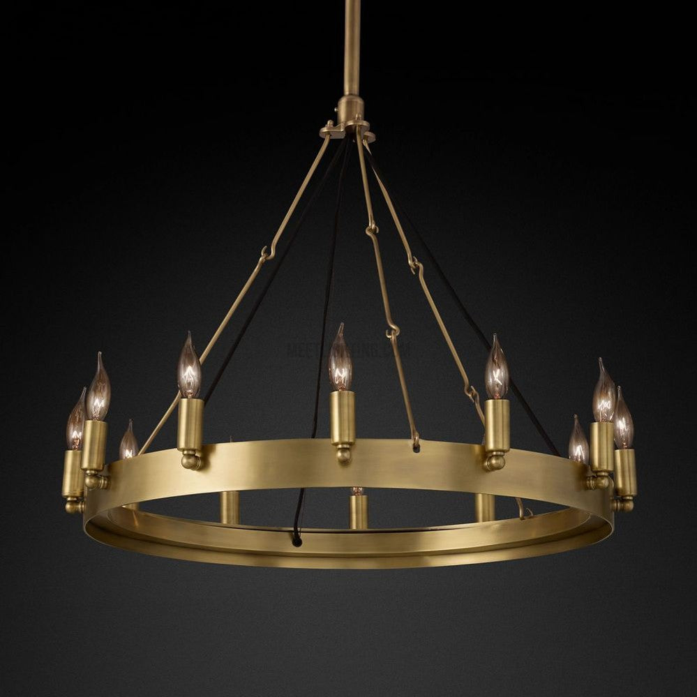 Lustre rond à bougies, style vintage, en fer, 5 tailles, pour salle à manger, salon et entrée, fait main, ambiance chaleureuse | Sansoti