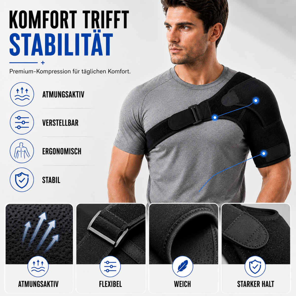 Adjustable Shoulder Brace for Stabilization and Pain Relief Left and Right Shoulder Joint Unisex | Sansoti