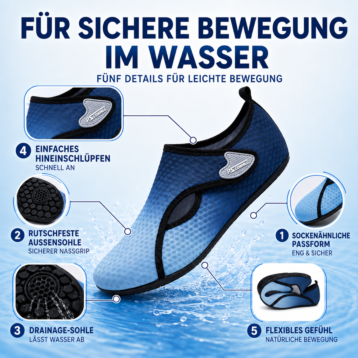 Waterschoenen Antislip Sokmodel Zwemmen Strand Yoga Surf Dive Unisex Sneldrogend Flexibel Watersport Barefoot | Sansoti