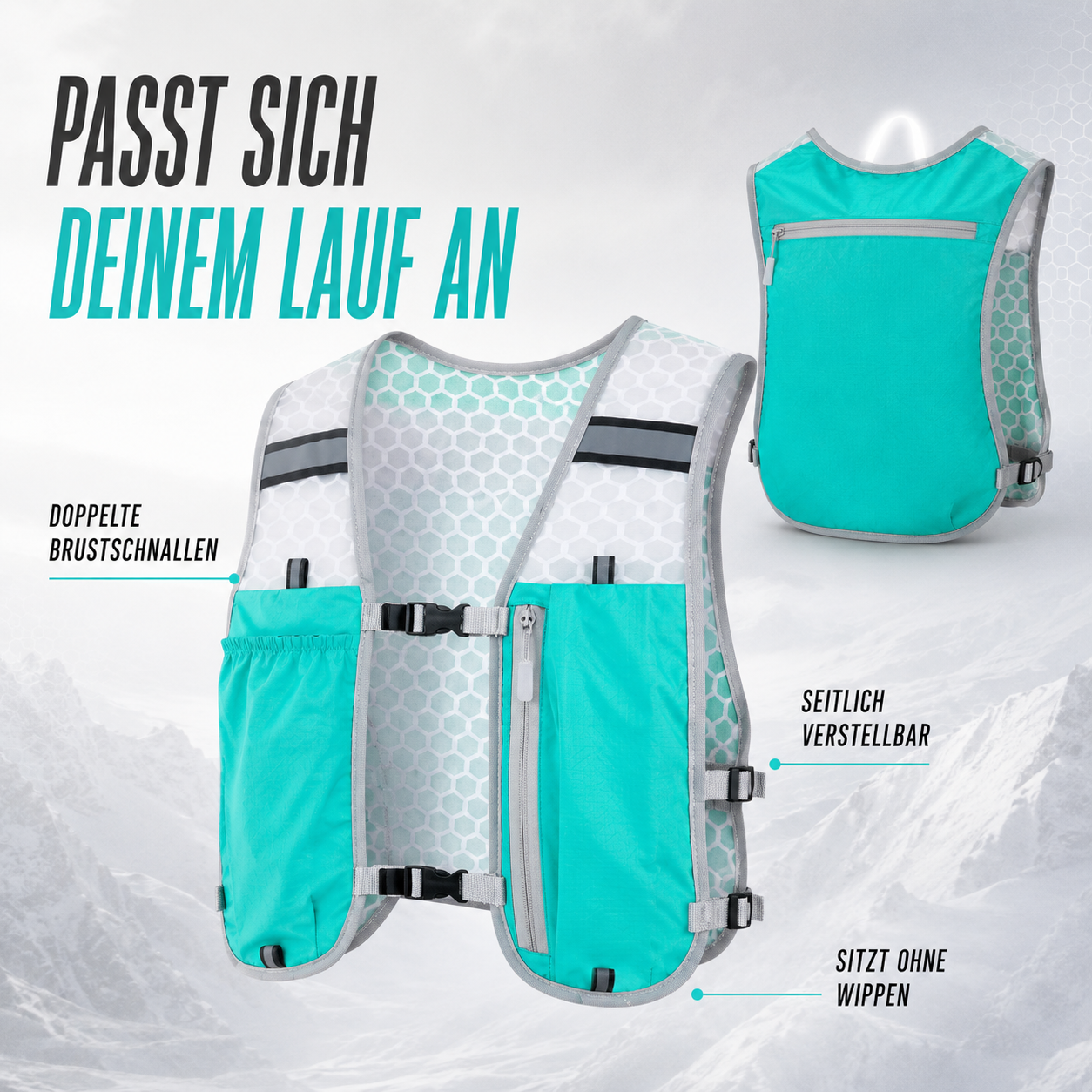Laufweste mit 5-Liter-Hydration, ultraleicht, Trailrunning-Marathon, Laufsport, Schwarz Grau Grün | Sansoti