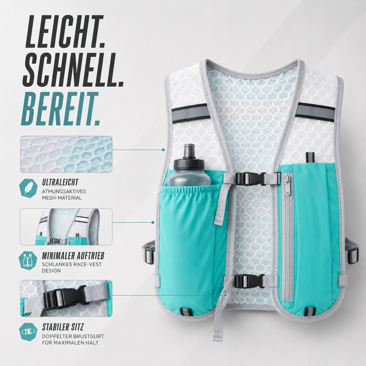 Laufweste mit 5-Liter-Hydration, ultraleicht, Trailrunning-Marathon, Laufsport, Schwarz Grau Grün | Sansoti
