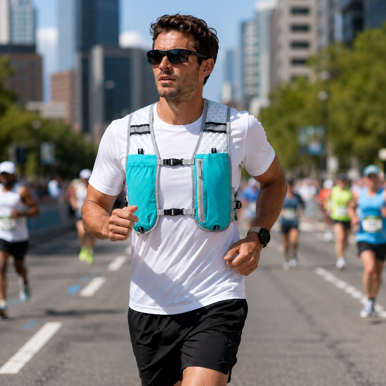 Laufweste mit 5-Liter-Hydration, ultraleicht, Trailrunning-Marathon, Laufsport, Schwarz Grau Grün | Sansoti