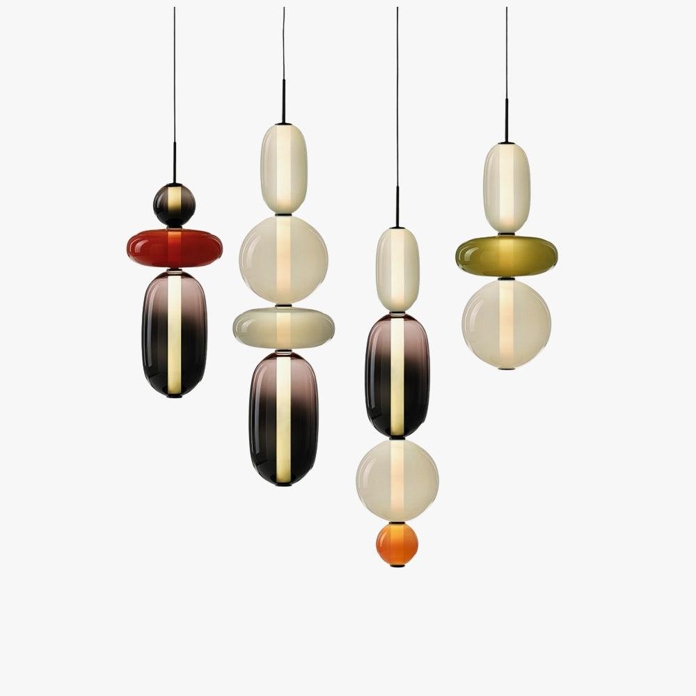 Hanglamp Gekleurd Glas Organisch Vormgegeven Retro Sfeerverlichting Woonkamer | Sansoti
