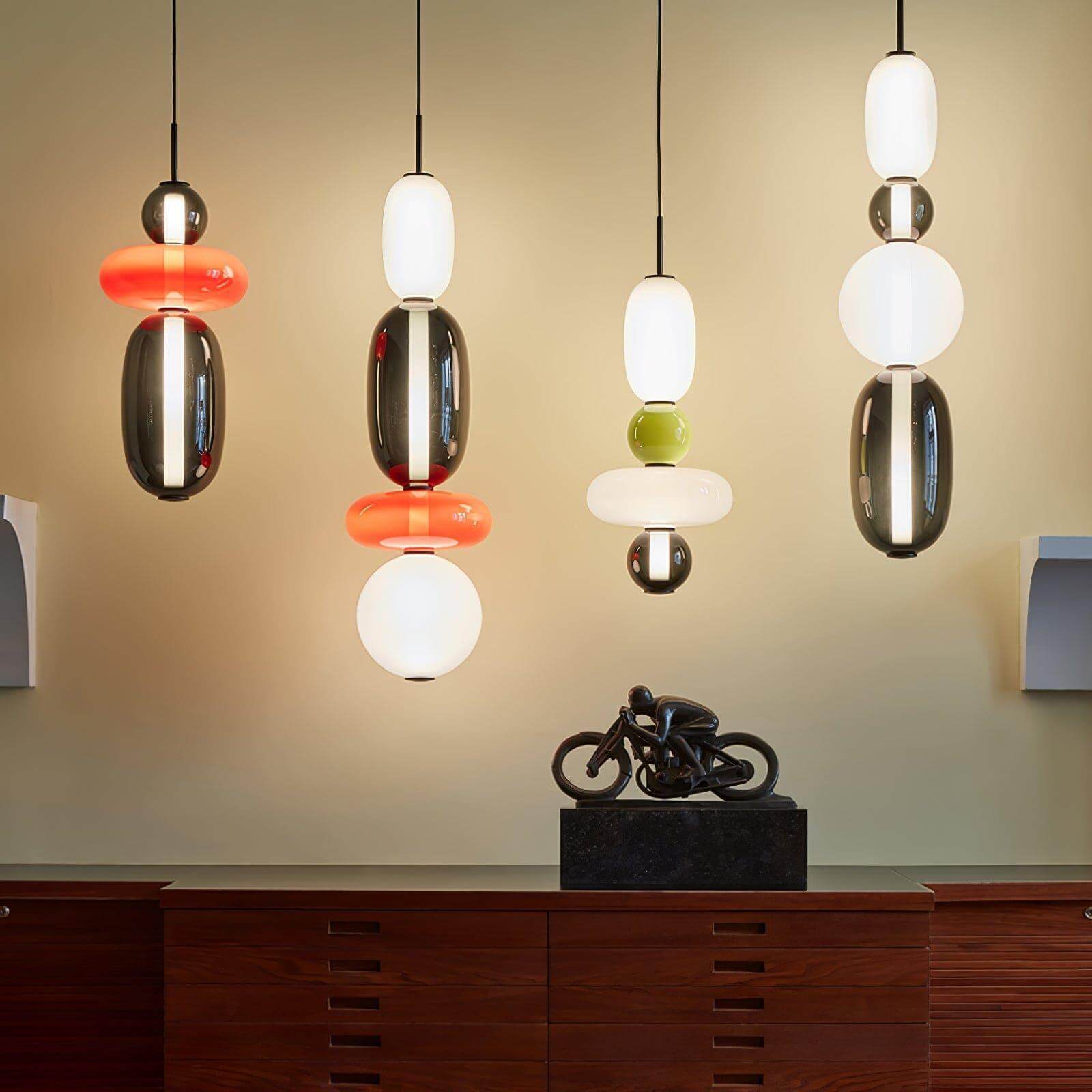 Hanglamp Gekleurd Glas Organisch Vormgegeven Retro Sfeerverlichting Woonkamer | Sansoti