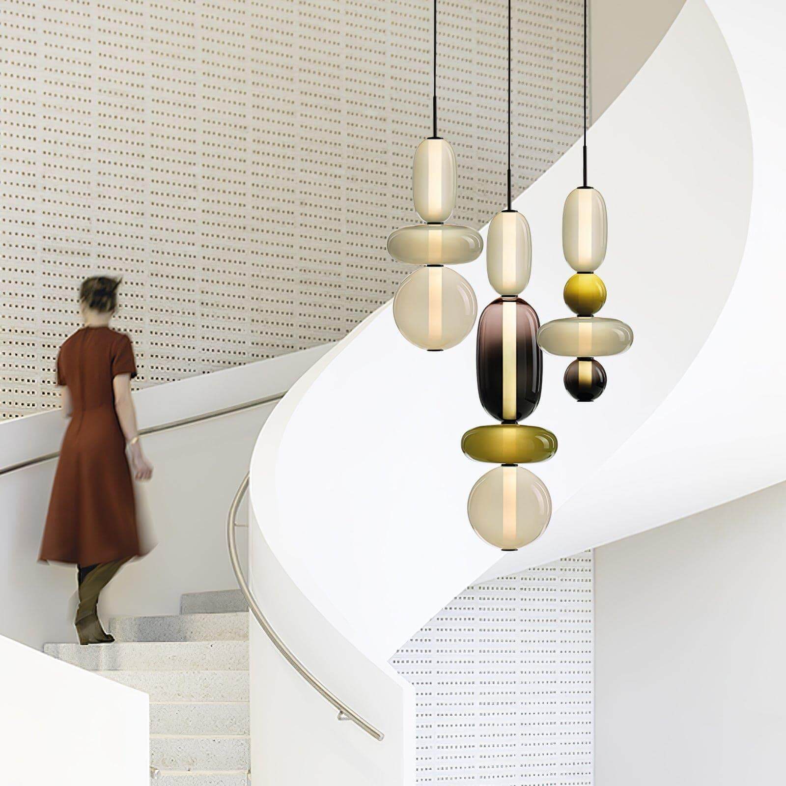 Hanglamp Gekleurd Glas Organisch Vormgegeven Retro Sfeerverlichting Woonkamer | Sansoti
