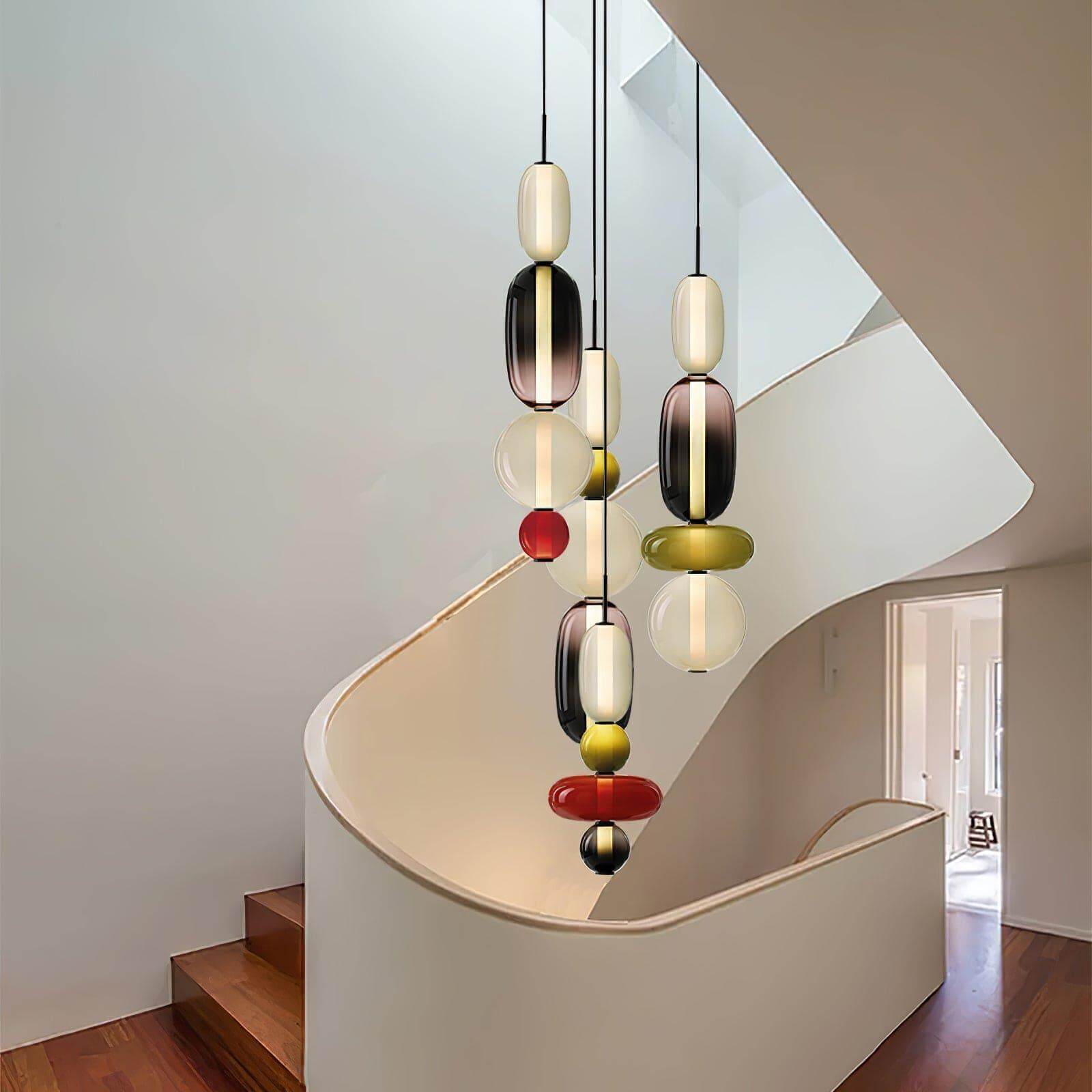 Hanglamp Gekleurd Glas Organisch Vormgegeven Retro Sfeerverlichting Woonkamer | Sansoti