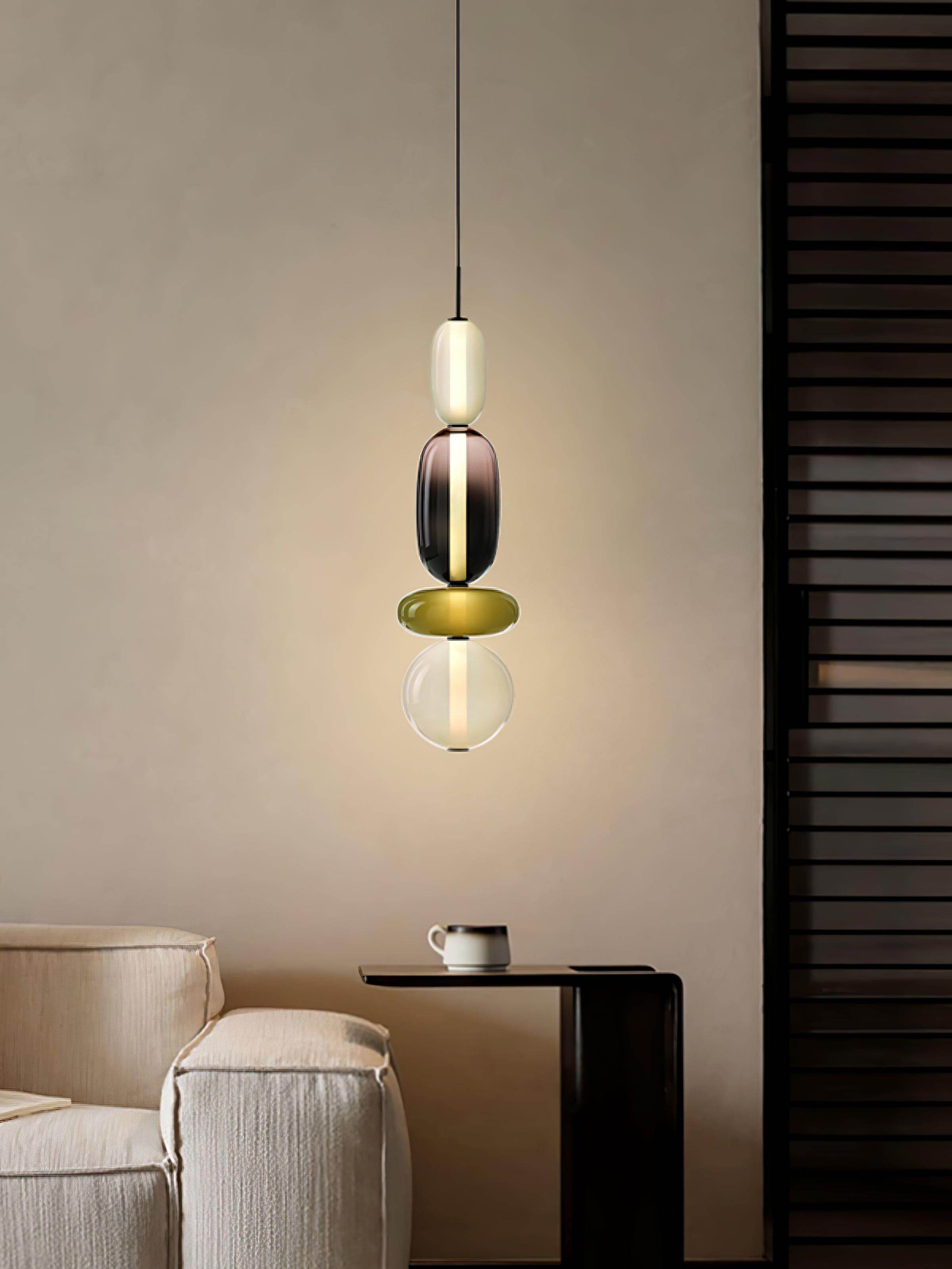 Hanglamp Gekleurd Glas Organisch Vormgegeven Retro Sfeerverlichting Woonkamer | Sansoti