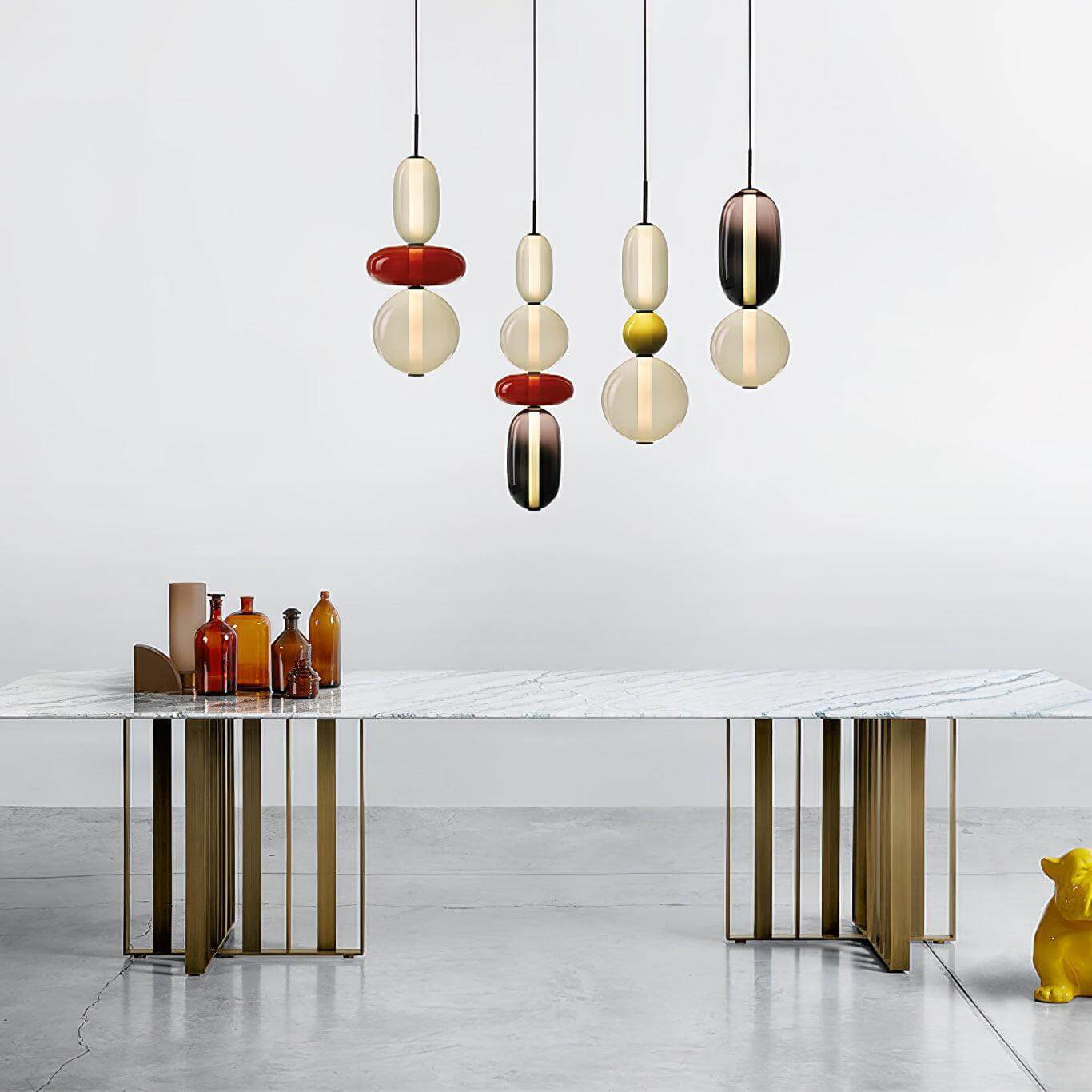 Hanglamp Gekleurd Glas Organisch Vormgegeven Retro Sfeerverlichting Woonkamer | Sansoti