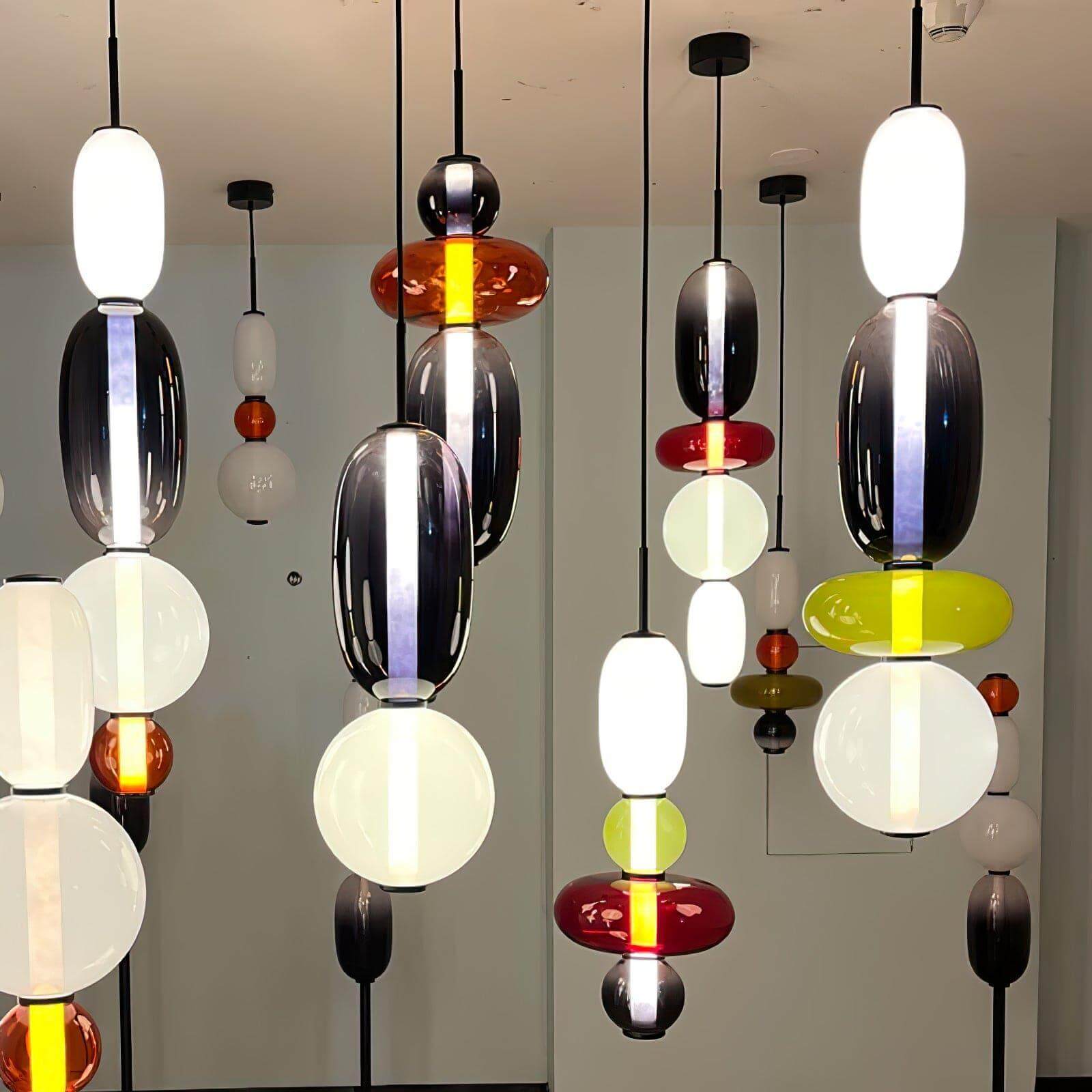 Hanglamp Gekleurd Glas Organisch Vormgegeven Retro Sfeerverlichting Woonkamer | Sansoti