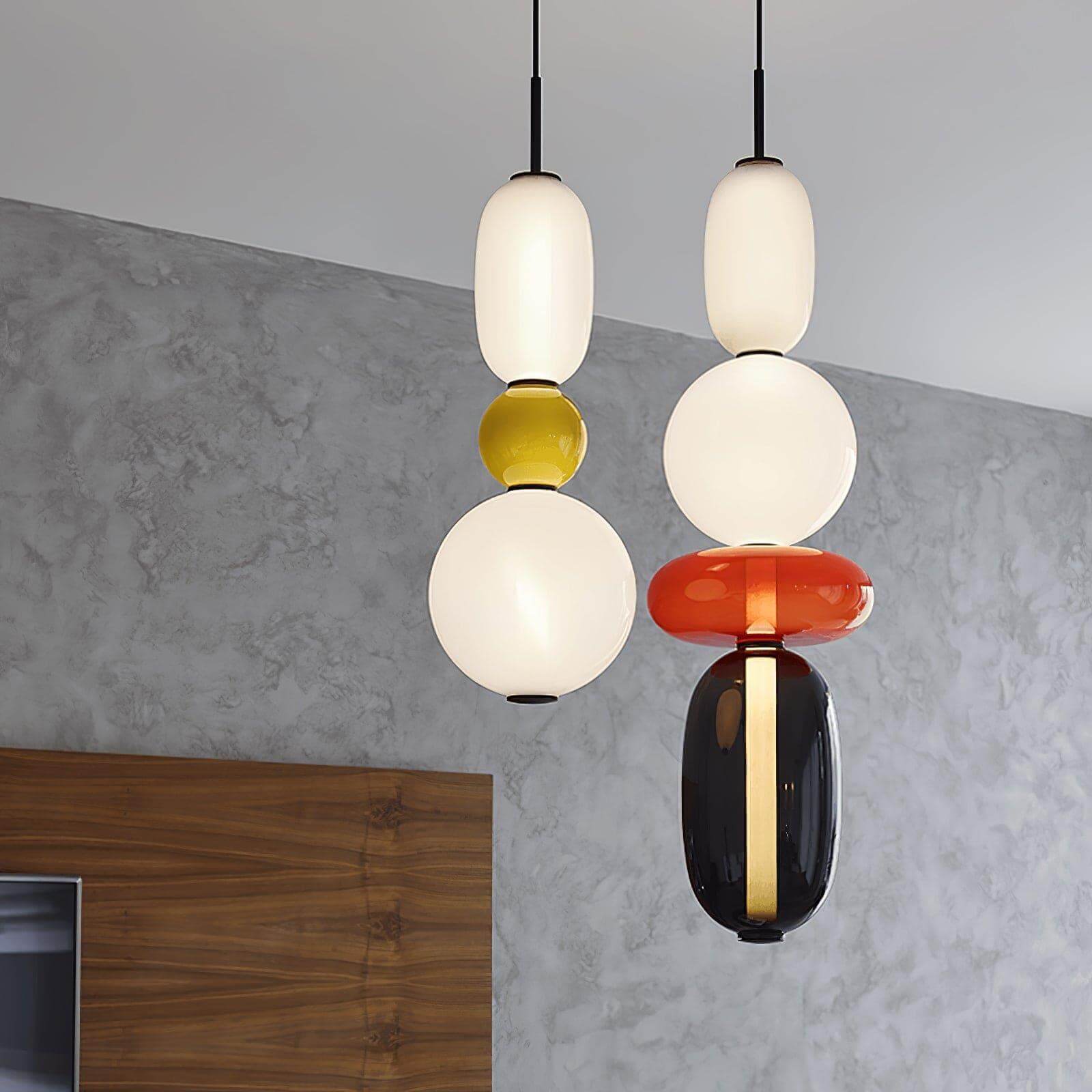 Hanglamp Gekleurd Glas Organisch Vormgegeven Retro Sfeerverlichting Woonkamer | Sansoti