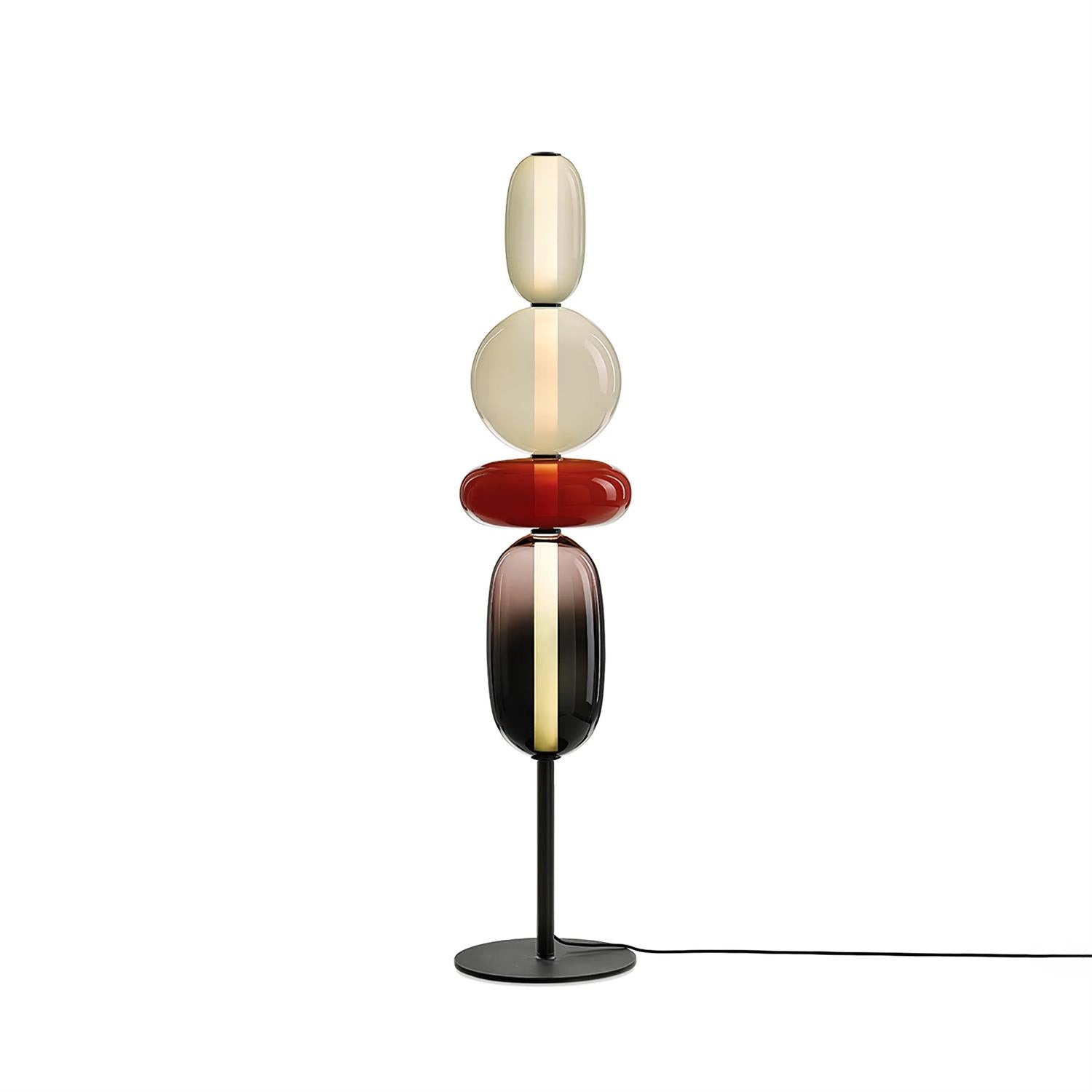 Glazen Vloerlamp met Handgeblazen Kap Zwarte Standaard Modern Design Woonkamer Verlichting | Sansoti