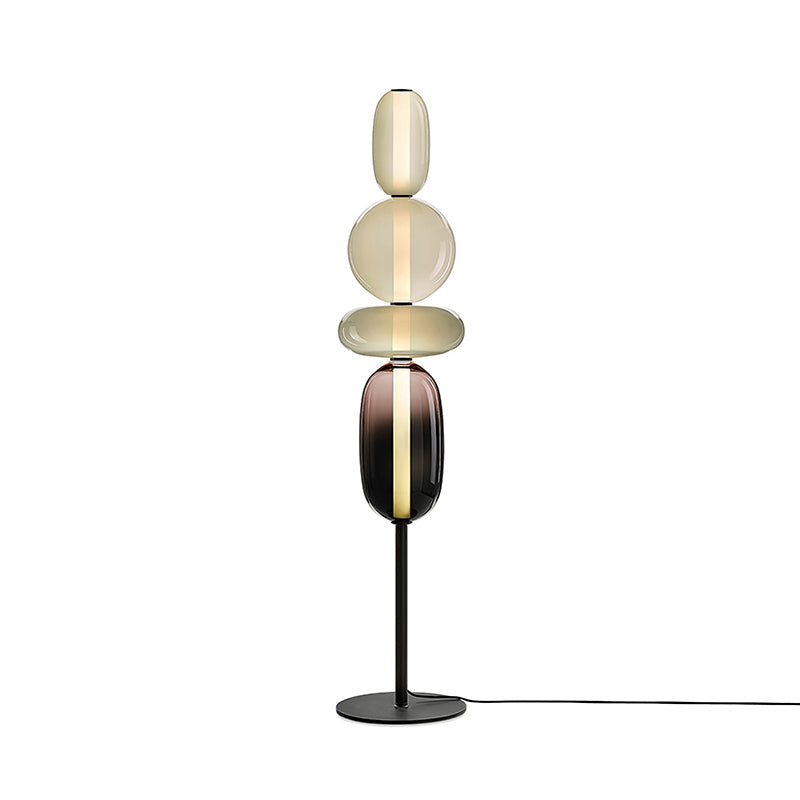 Glazen Vloerlamp met Handgeblazen Kap Zwarte Standaard Modern Design Woonkamer Verlichting | Sansoti