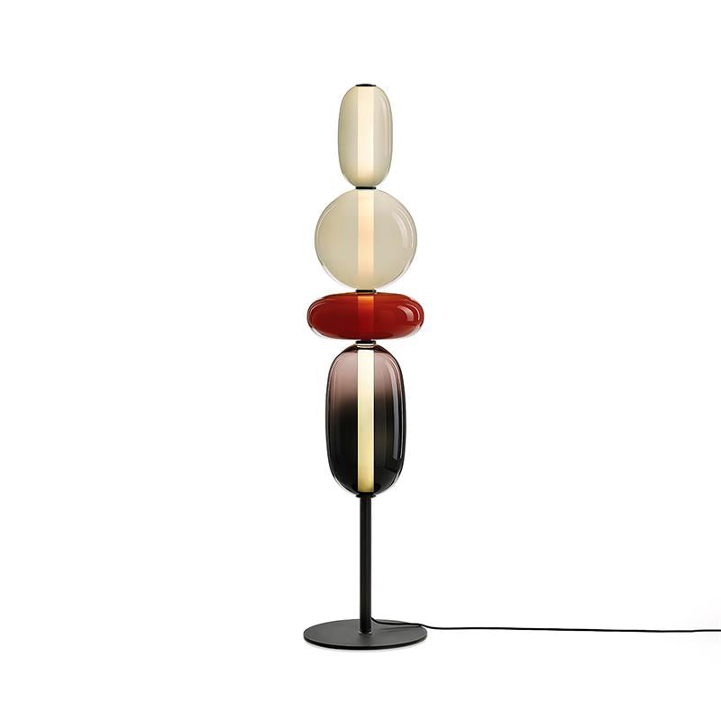 Glazen Vloerlamp met Handgeblazen Kap Zwarte Standaard Modern Design Woonkamer Verlichting | Sansoti