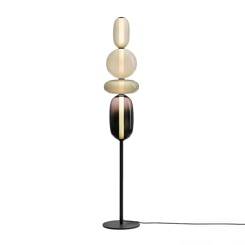 Glazen Vloerlamp met Handgeblazen Kap Zwarte Standaard Modern Design Woonkamer Verlichting | Sansoti