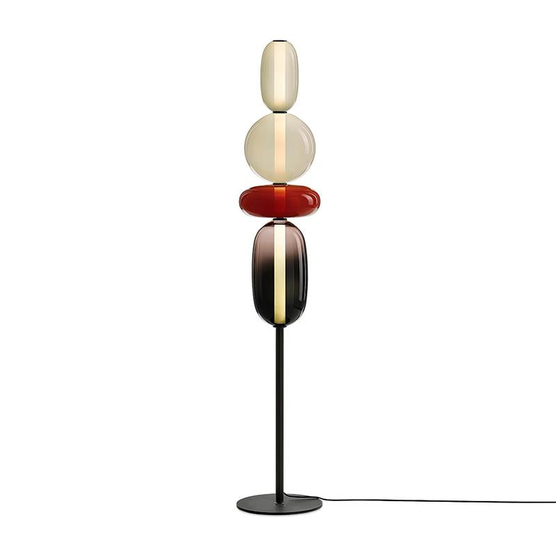 Glazen Vloerlamp met Handgeblazen Kap Zwarte Standaard Modern Design Woonkamer Verlichting | Sansoti