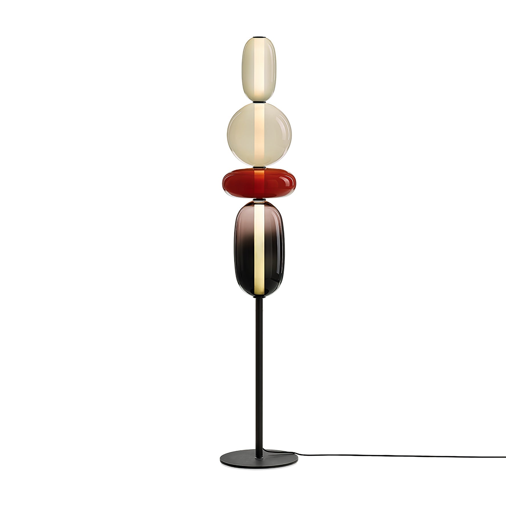 Handgeblazen Glazen Vloerlamp met Artistieke Glasclusters – Decoratief Stijlicoon met Geïntegreerde LED – Verkrijgbaar in Twee Hoogtes | Sansoti