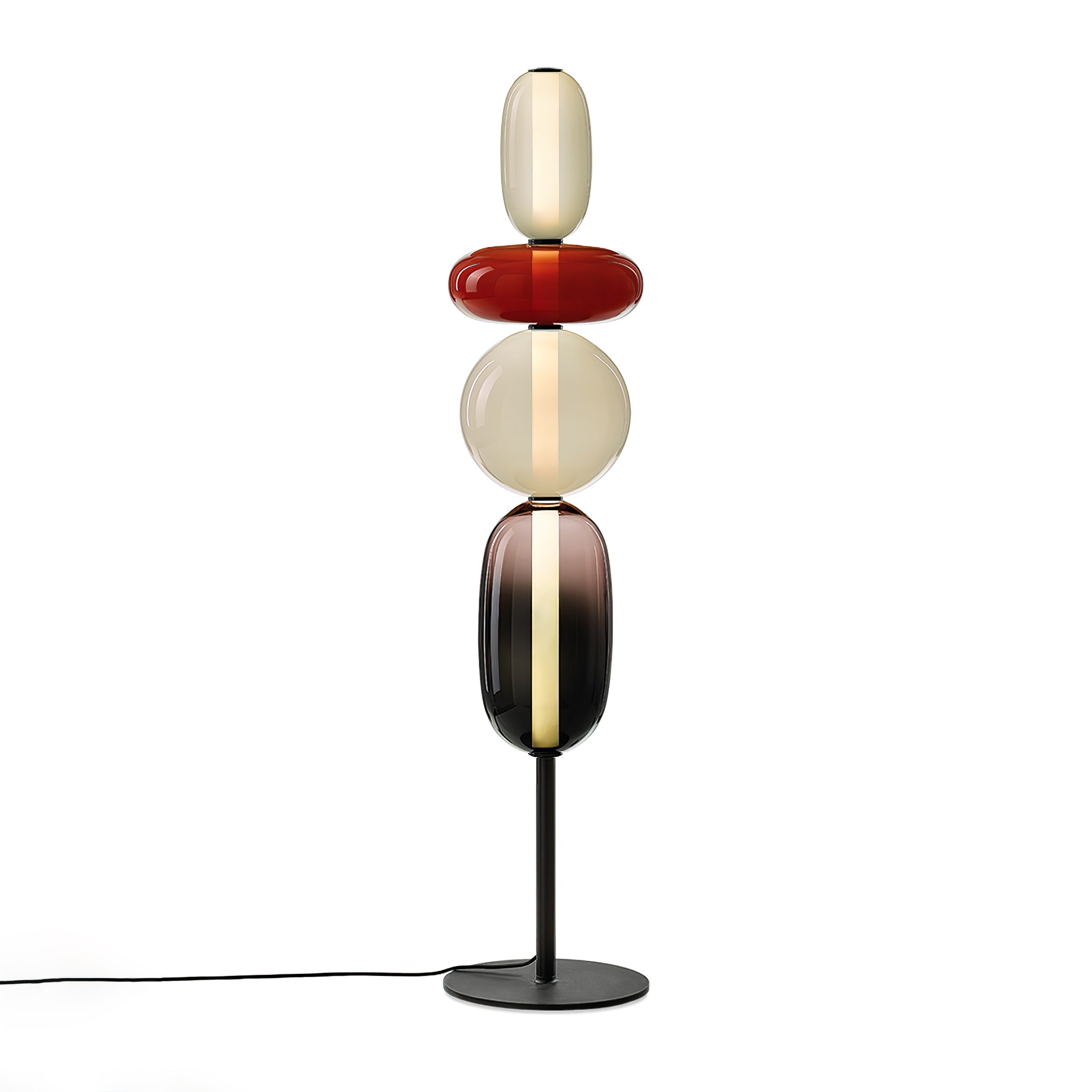 Handgeblazen Glazen Vloerlamp met Artistieke Glasclusters – Decoratief Stijlicoon met Geïntegreerde LED – Verkrijgbaar in Twee Hoogtes | Sansoti