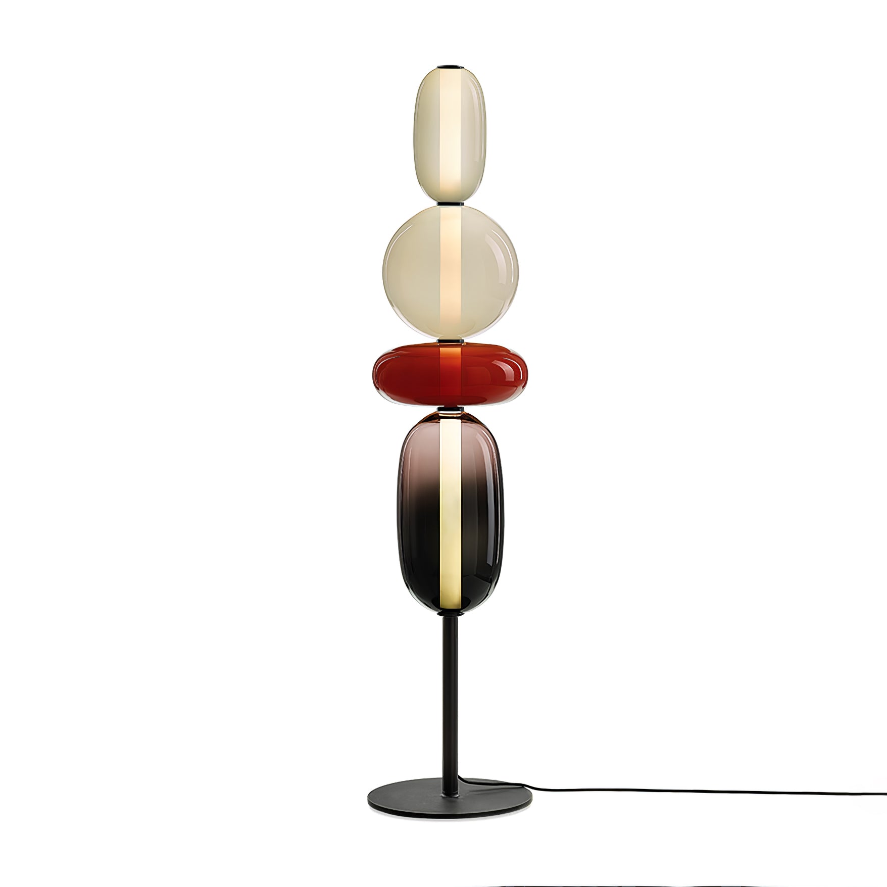 Handgeblazen Glazen Vloerlamp met Artistieke Glasclusters – Decoratief Stijlicoon met Geïntegreerde LED – Verkrijgbaar in Twee Hoogtes | Sansoti