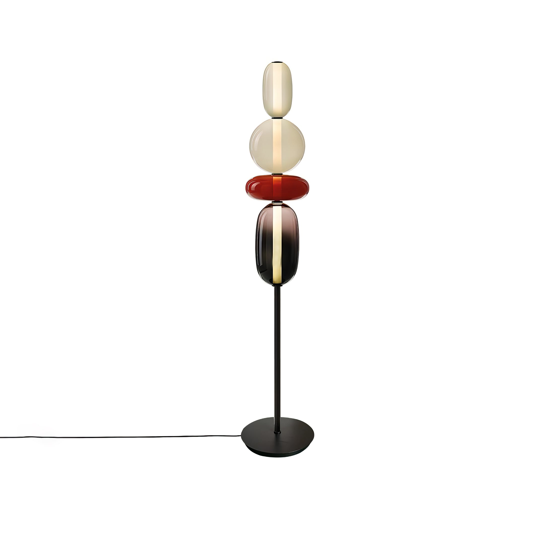Handgeblazen Glazen Vloerlamp met Artistieke Glasclusters – Decoratief Stijlicoon met Geïntegreerde LED – Verkrijgbaar in Twee Hoogtes | Sansoti