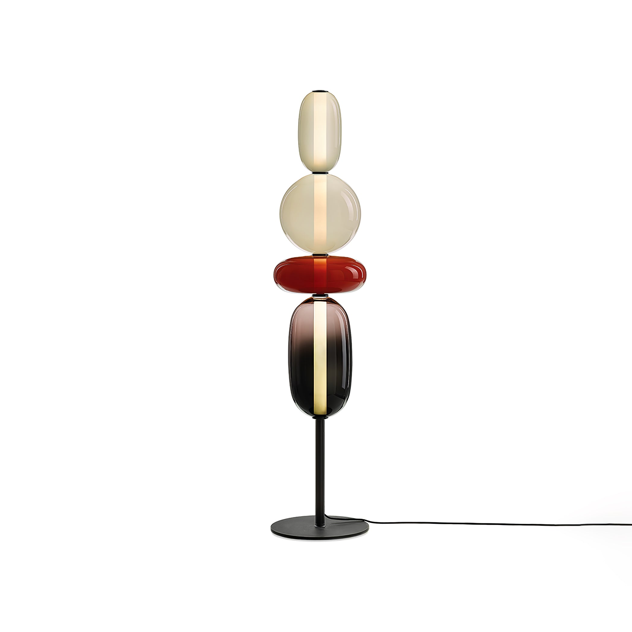 Handgeblazen Glazen Vloerlamp met Artistieke Glasclusters – Decoratief Stijlicoon met Geïntegreerde LED – Verkrijgbaar in Twee Hoogtes | Sansoti