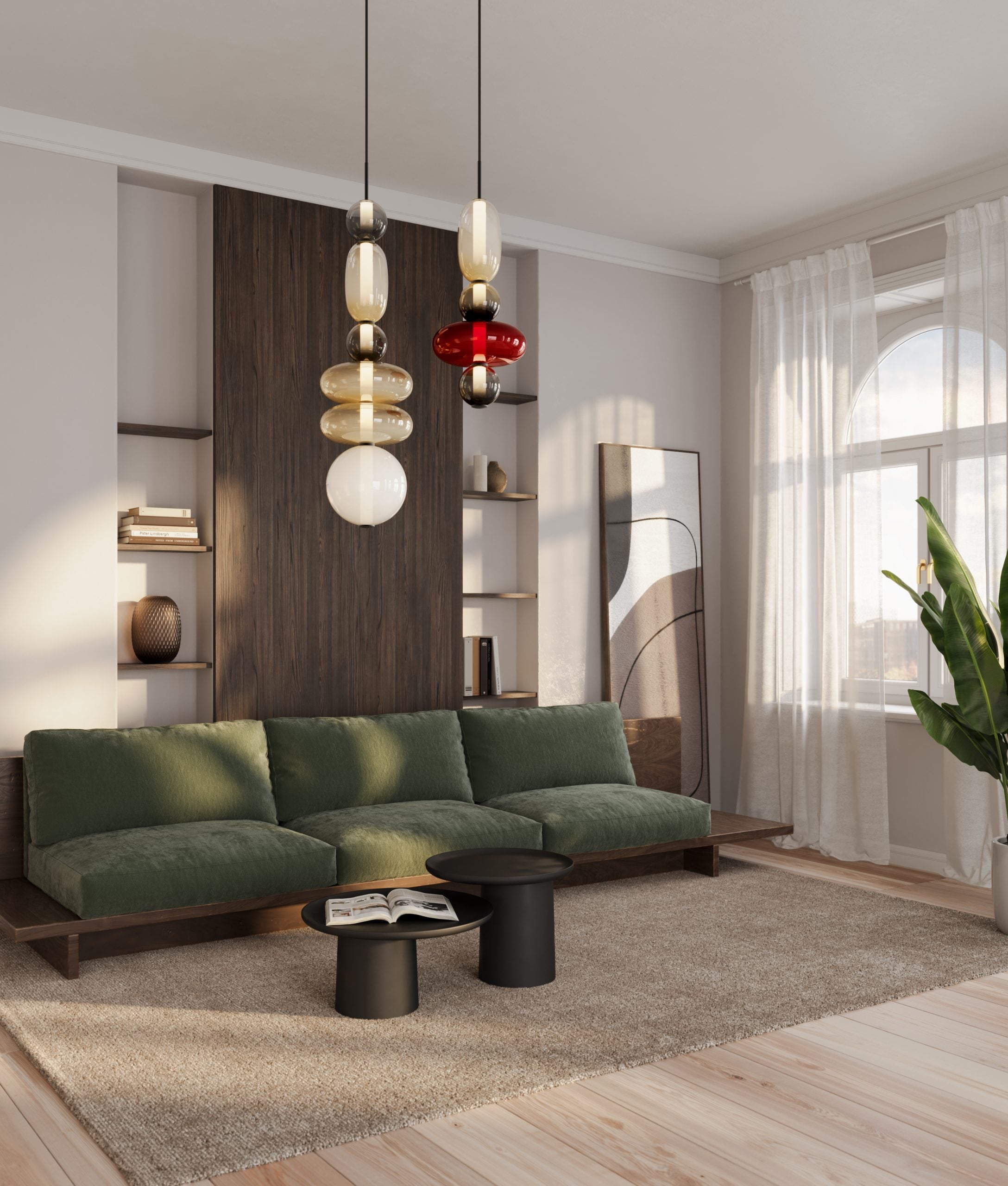 Glazen Hanglamp met Handgeblazen Kappen – Moderne Verlichting met Ambachtelijk Glaswerk | Sansoti