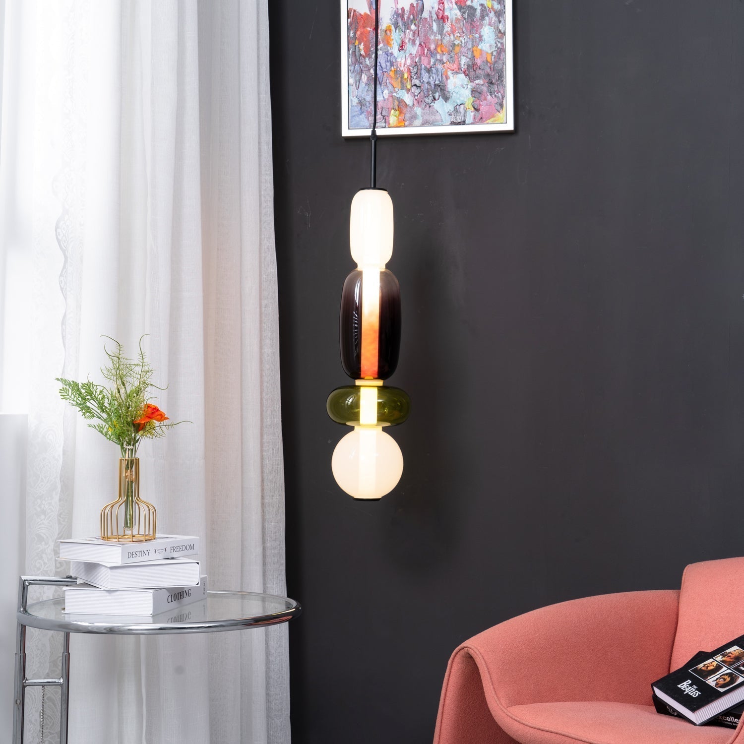 Hanglamp Gekleurd Glas Acryl LED Dimbaar Metaal 16-18cm 8 Modellen Woonkamer Eetkamer Modern | Sansoti