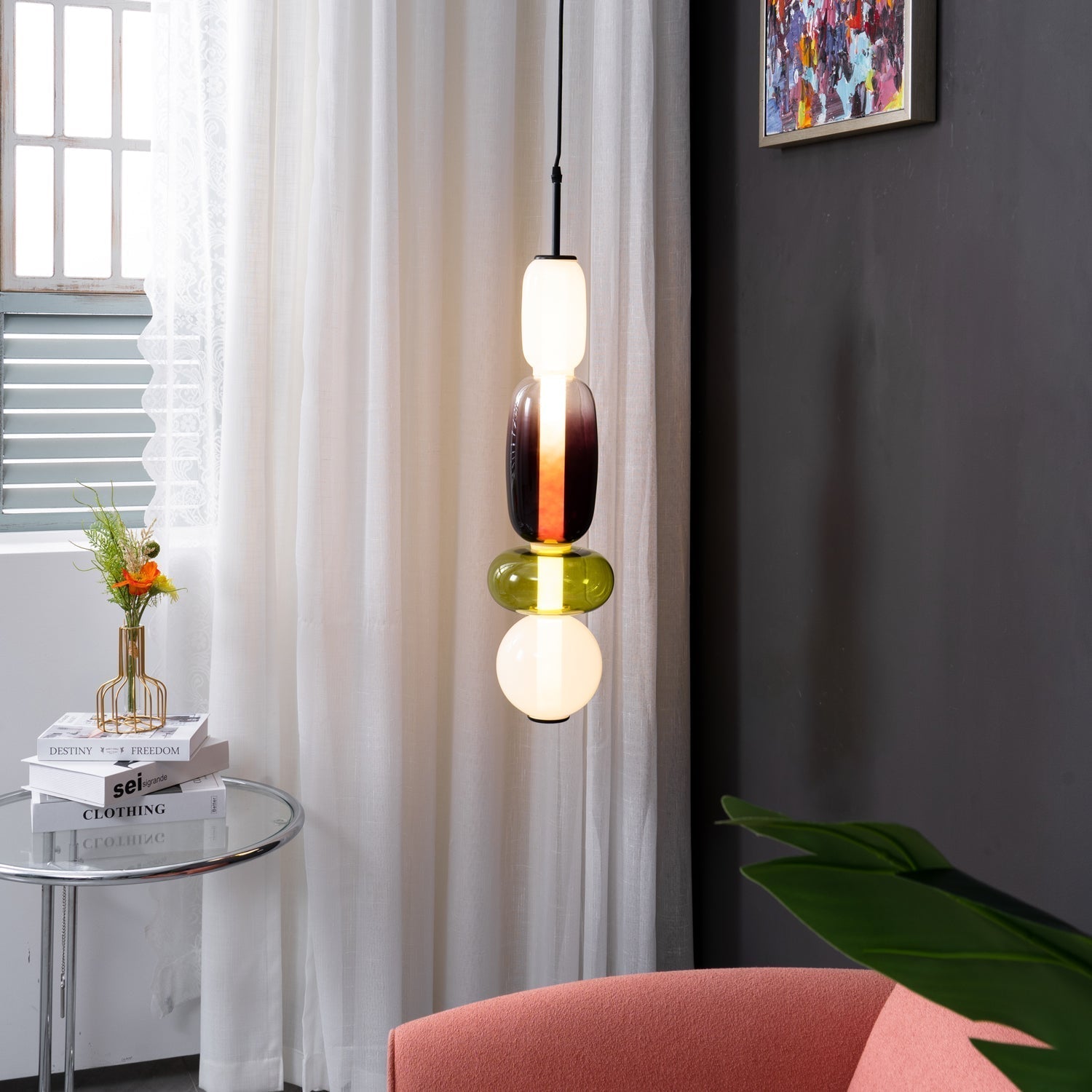 Hanglamp Gekleurd Glas Acryl LED Dimbaar Metaal 16-18cm 8 Modellen Woonkamer Eetkamer Modern | Sansoti