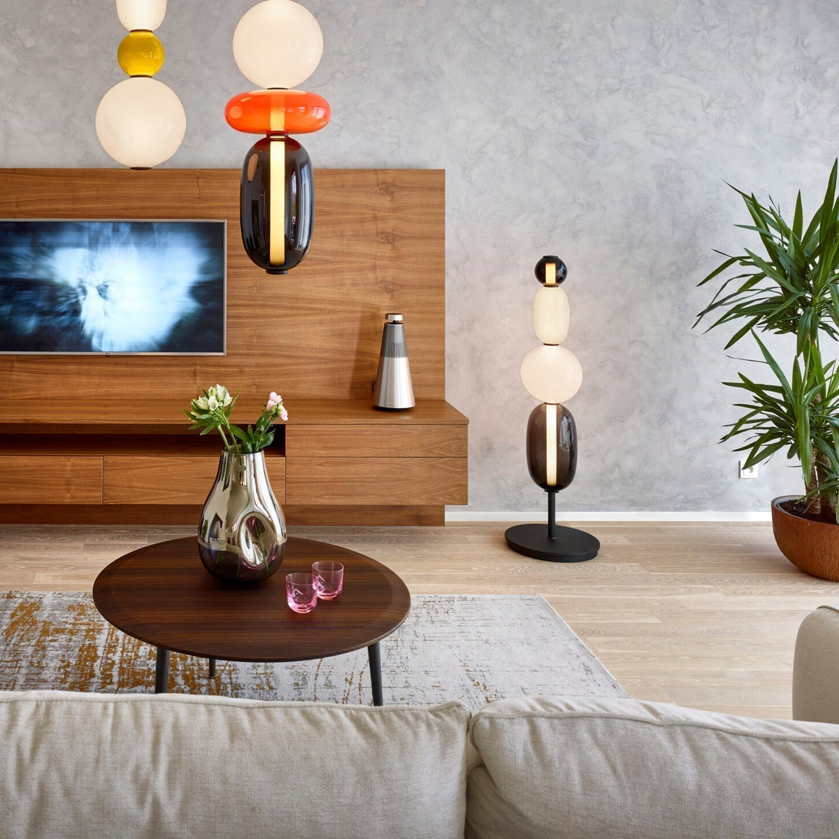 Lampe de table design en verre coloré, acrylique, LED à intensité variable avec télécommande, décorative et moderne pour une ambiance chaleureuse | Sansoti