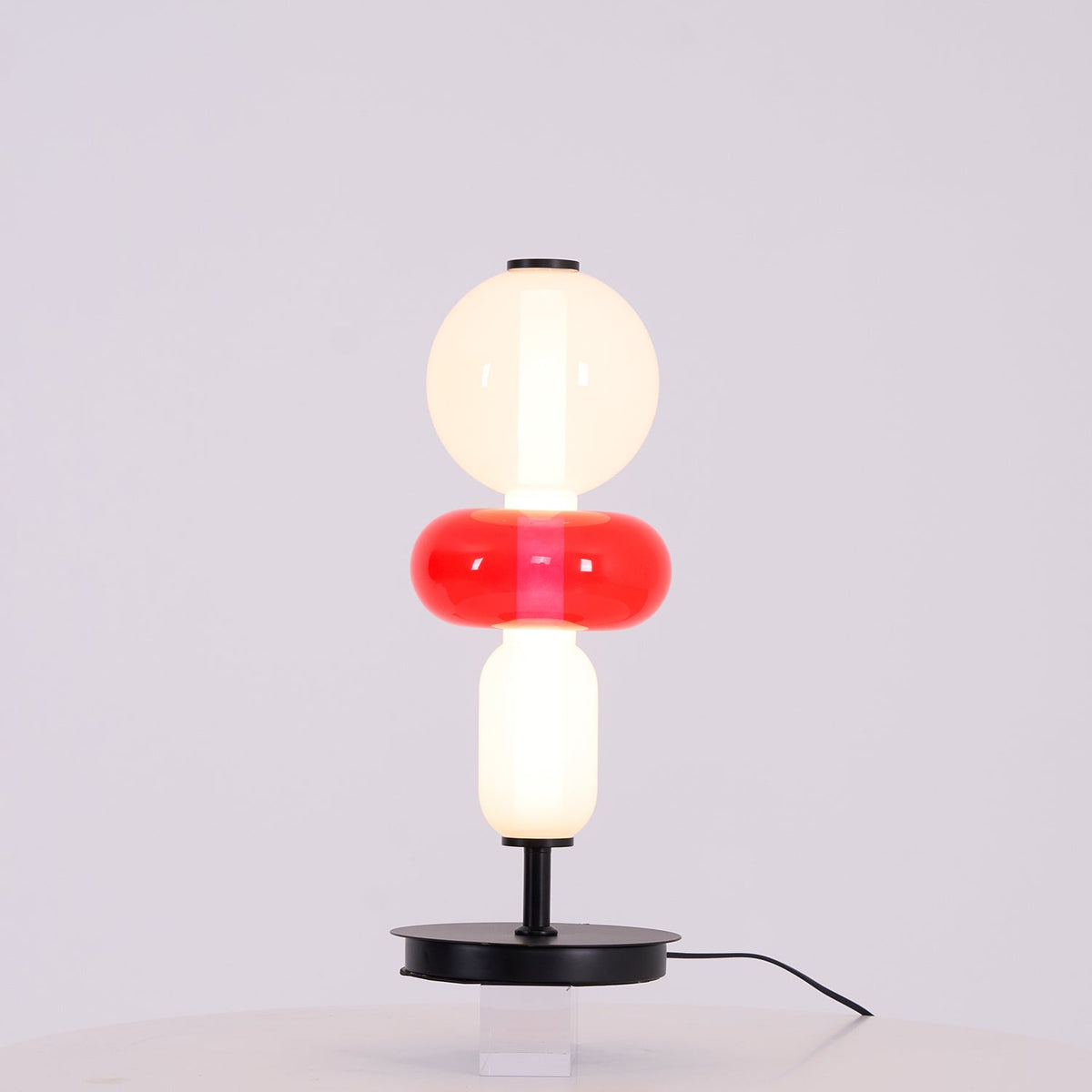 Lampe de table design en verre coloré, acrylique, LED à intensité variable avec télécommande, décorative et moderne pour une ambiance chaleureuse | Sansoti
